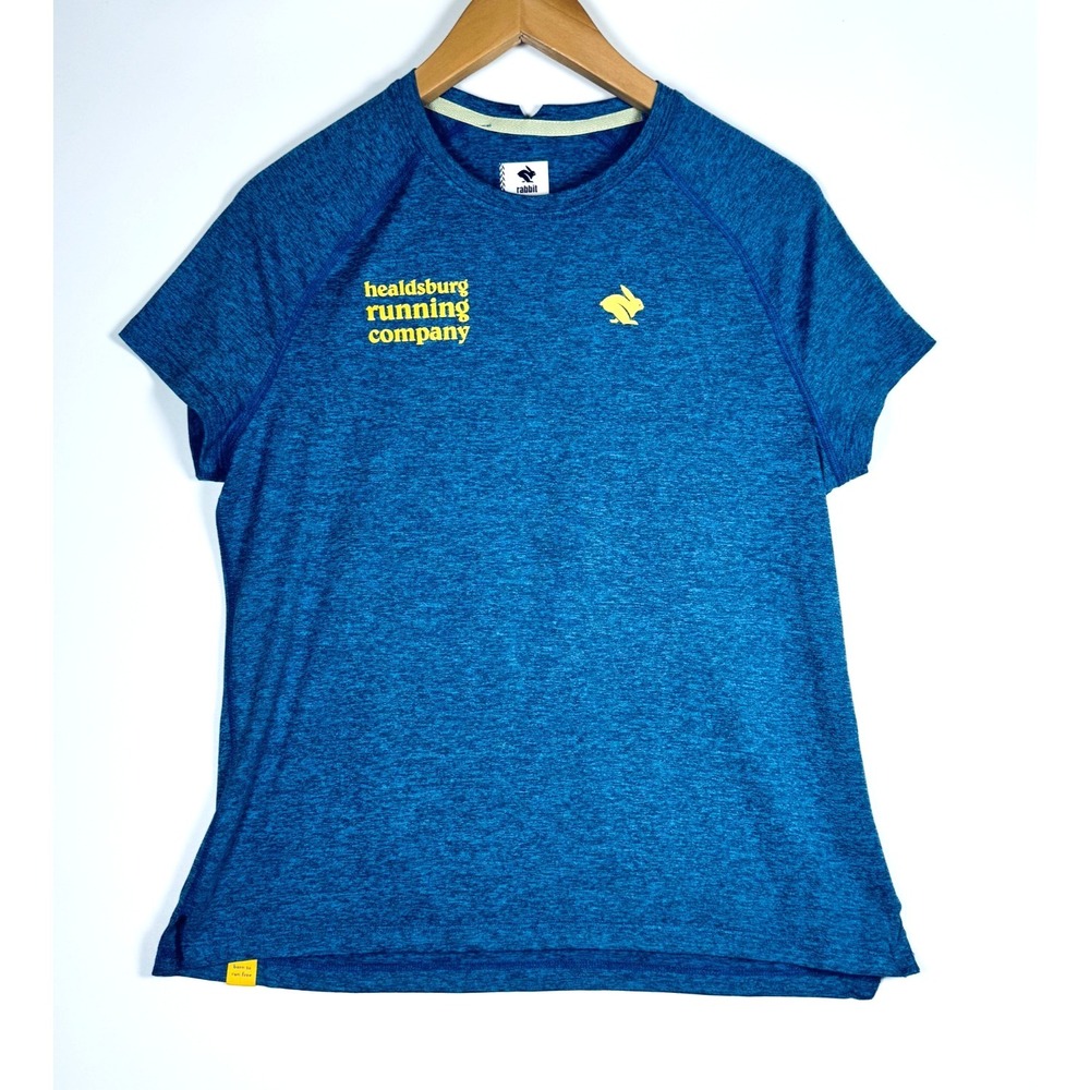 Rabbit Running Shirt Women Medium Blue Healdsburg Running Co Graphic Performance
